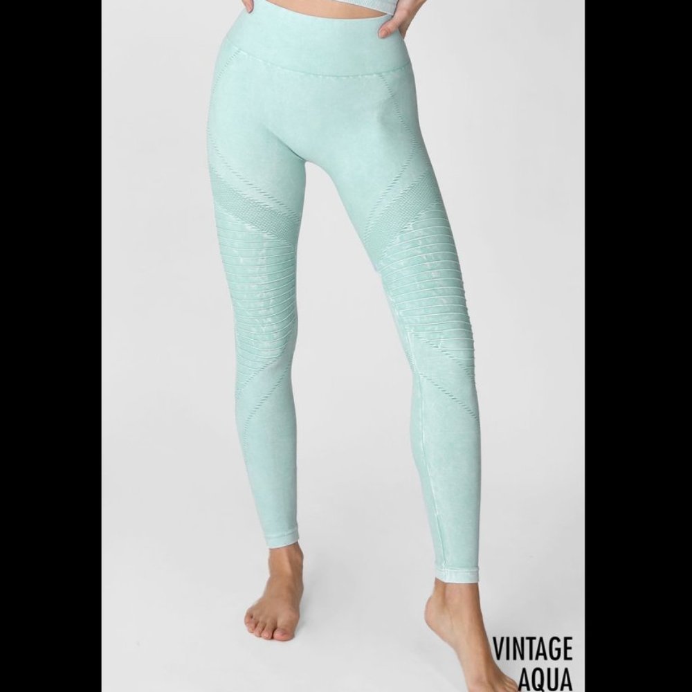 NEW Vintage Aqua Blue Green Moto Designed High Waisted Jeggings by Nikibiki